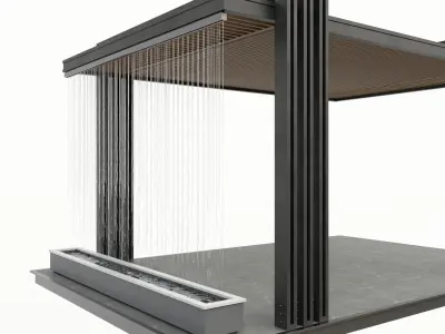 Pergola outdoor structure with metal poles 3D model