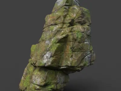 Low poly Mossy Cracked Jungle Rock 220202 Low-poly 3D model