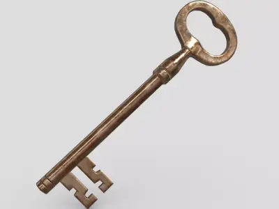 Key 8 golden Low-poly 3D model