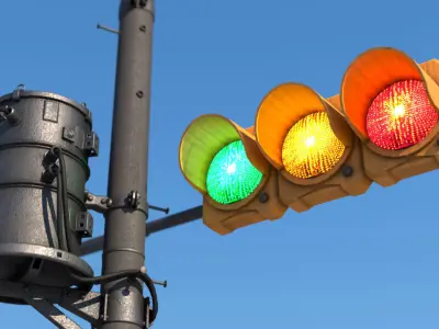 Tokyo Poles and Traffic Lights - Textures - UV UDIM - 7 pieces Low-poly 3D model