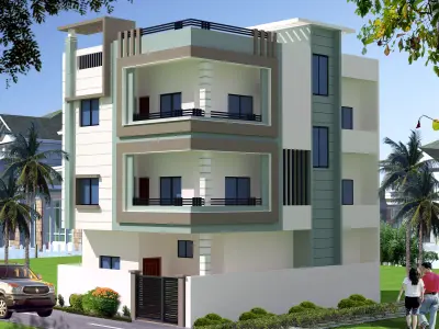 exterior building elevation 3D model