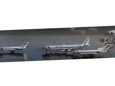 DC-9  DC-8  BOEING 727-25 and 727-200 and L-1011 TRISTAR 3D model