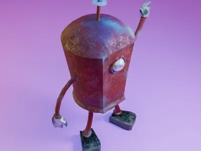 3d Robot character model design without rig Low-poly 3D model