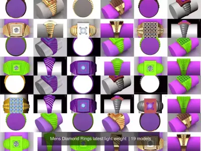 Mens Diamond Rings latest light weight  3D Model Pack