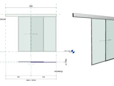 Curtain Wall Automatic Single Sliding Door 3D model