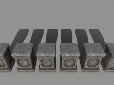 wall set pillars of pillars with shadows Low-poly 3D model