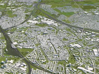 Augsburg Germany 50x50km 3D City Map 3D model