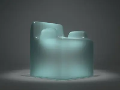 Armchair glass chair with light in middle Low-poly 3D model