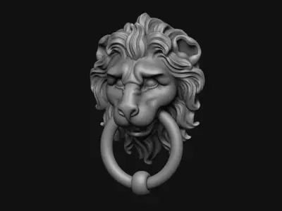 Lion Door Knocker 3d print model 3D print model