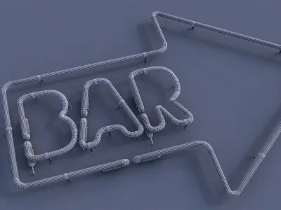 Neon Bar Sign Low-poly 3D model