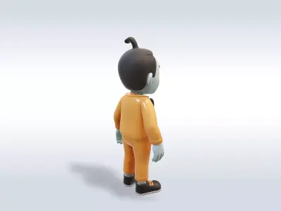 Cheerful Pumpkin Boy Halloween Character 3D model 5