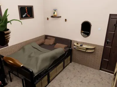 Minimalist Small Bedroom Design Low-poly 3D model