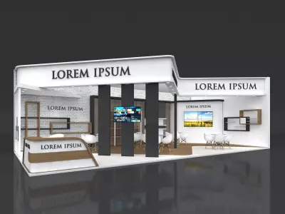 Exhibition Stand Booth Stall 12x6m Height 500cm 2 Side Open 3D model