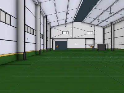 Factory Hall Interior 4 Low-poly 3D model