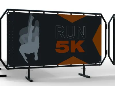 barrier four banner stands for race 3D model
