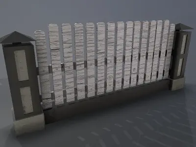 Fence with columns Low-poly 3D model