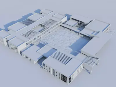 Primary and Secondary School Campus Model 3D model