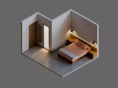 Isometric Master Bedroom Interior 3D model