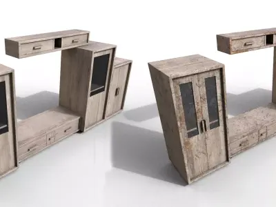 Pack 2 Sets Modern Furniture 3D Model Low-poly 3D model