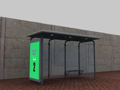 Bus Stop Modern4 Low-poly 3D model