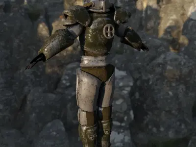 T-51b Fallout New Vegas low poly PBR Low-poly 3D model