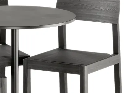 Wooden Workshop Chair and Still Cafe Table Round 65 by Muuto 3D model