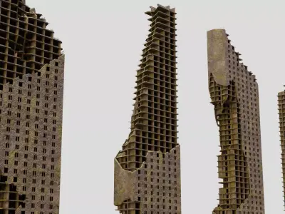 Destroyed Ruin Abandoned Buildings  Low-poly 3D model