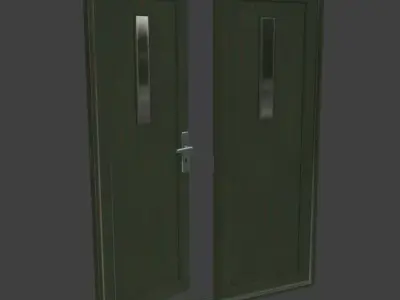 Double old wooden door Low-poly 3D model