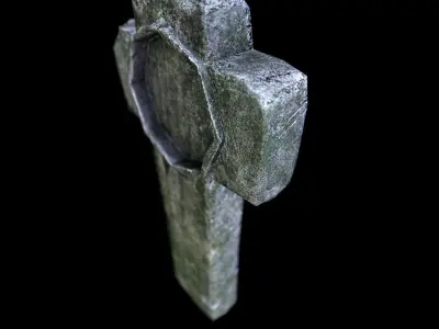 OldGravestone5 stone cross Low-poly 3D model