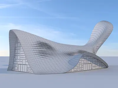 Futuristic building collection 4x 2 3D Model Pack