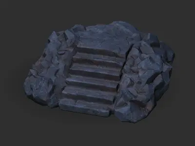 stairs stone 07 Low-poly 3D model