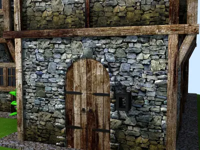 Medieval house Low-poly 3D model