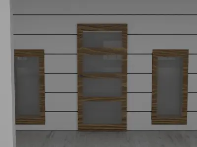 Modern Two-Story House Model with Wooden Details 3D model