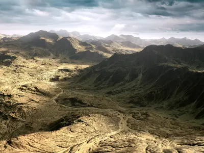 Desert Mountain Low-poly 3D model