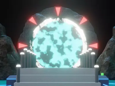 Stylized Sci Fi Portal Control Room  Game-Ready Environment  Low-poly 3D model
