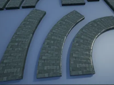 Lowpoly Modular PBR Pavements 4 Low-poly 3D model