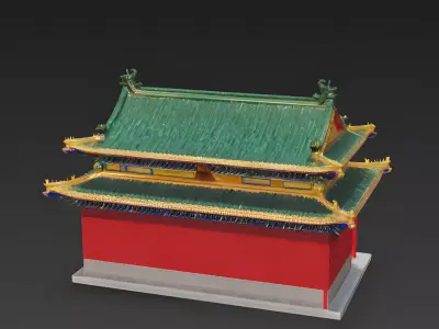 Ornate Traditional Chinese Official Residence 3D Model Low-poly 3D model