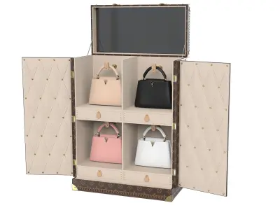 Louis Vuitton Nano Capucines Bag Set Trunk Low-poly 3D model