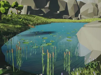 Low poly nature environment pack Low-poly 3D model