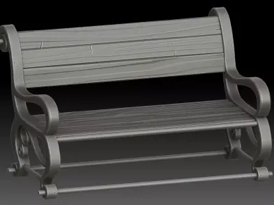 Stylized bench 3D model