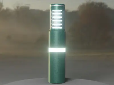 Low-Poly Moss Green Light Column 7 - Street Light Set-9 Low-poly 3D model