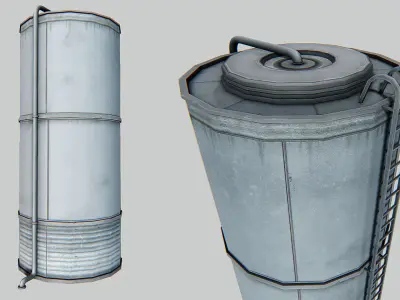 Silo metal pipe with ladder Low-poly 3D model