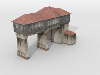 Old gantry signal tower Low-poly 3D model