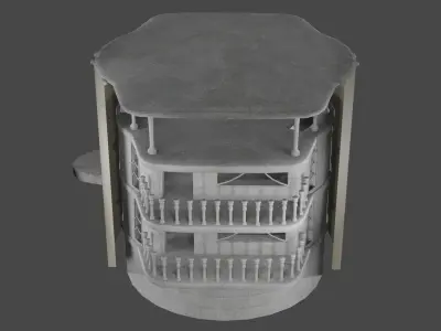 Stone house with stairs Low-poly 3D model