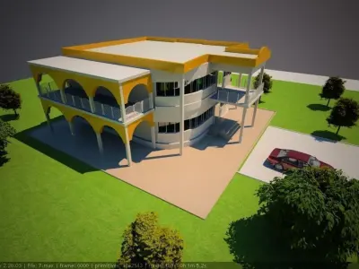 house small villa Low-poly 3D model