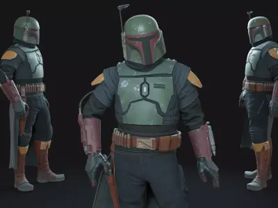 Boba Fett Animation-Ready Bounty Hunter Low-poly 3D model