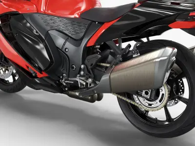  Sport-Touring Motorcycle Red Black Rigged for Cinema 4D 