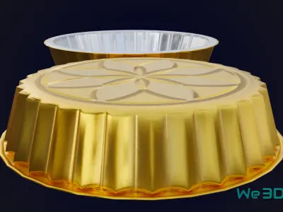 Round Aluminum Foil Lunch Box Low-poly 3D model