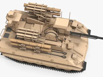  Autonomous Ground Weapon Platform with Missile Racks Sand Rigged 