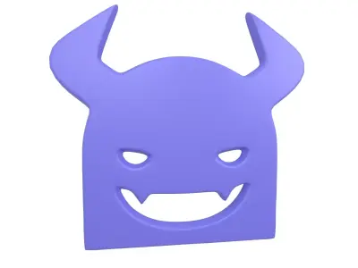 Angry Face with Horns Symbol V1 004 Low-poly 3D model